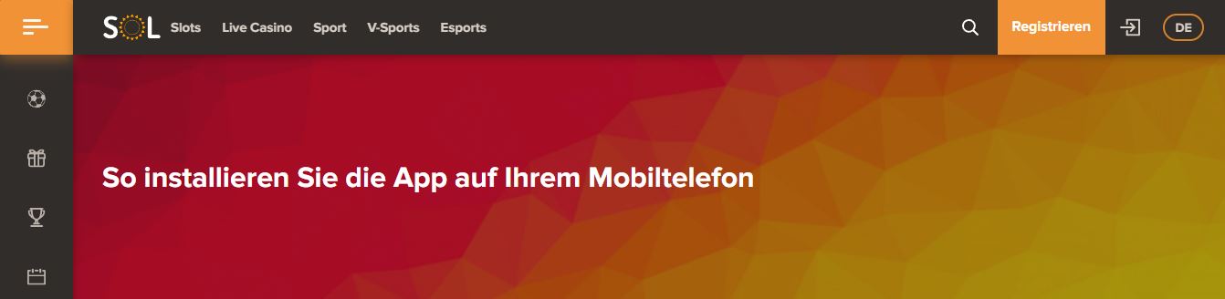 Installieren Sie die mobile Sol Casino App auf Ihrem Smartphone
